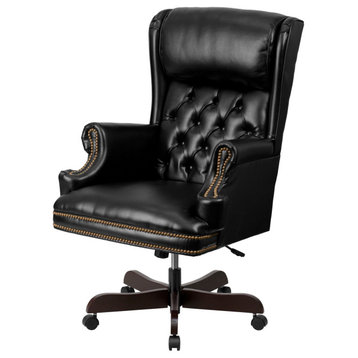 Roseto FFIF66975 27"W LeatherSoft Blend Executive Swivel Chair - Black