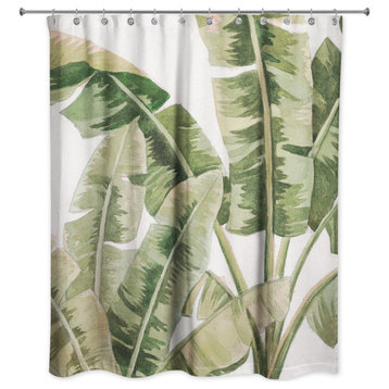 Painted Tropical Leaves 5 71x74 Shower Curtain
