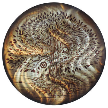 Tree of Life Amber Round Wall Art, 16"