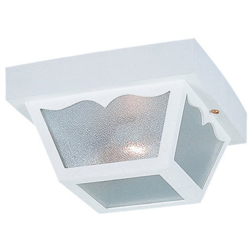 Outdoor Ceiling Two Light Outdoor Ceiling Flush Mount, White
