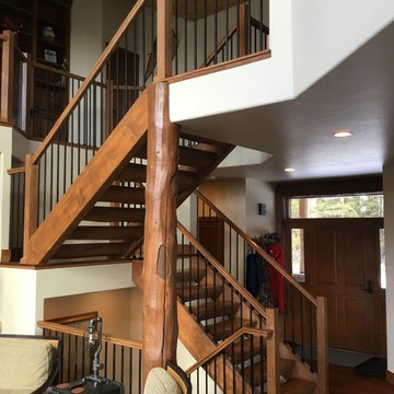 Hand hewn logs & half log stairs