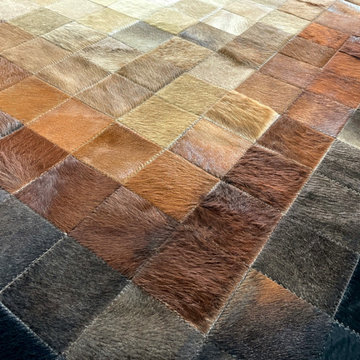 Cowhide Patchwork Rug - close-up detail