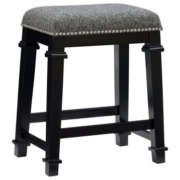 Kennedy Black And White Tweed Backless Counter Stool