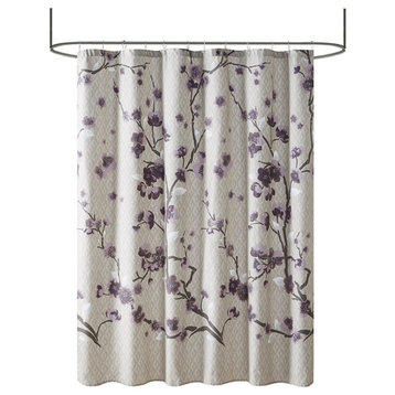 Madison Park Holly Cotton Shower Curtain, Purple
