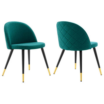 Cordial Upholstered Fabric Dining Chairs Set of 2, Teal