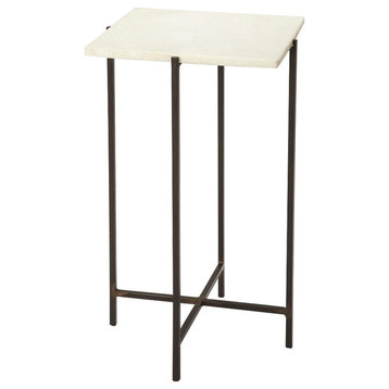 BUTLER NIGELLA SQUARE MARBLE & METAL ACCENT TABLE