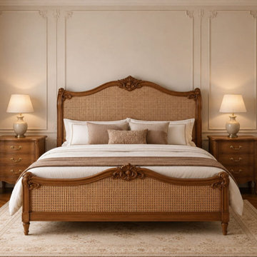 Hand-Carved French Country Cane Bed | Classic Luxury Bedroom