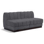 Meridian Furniture - Quinn Chenille Upholstered 2-Piece Modular Sofa, Grey - The Quinn Modular Sofa is a stunning piece crafted in a rich and luxurious grey chenille fabric. Its awe-inspiring design and exceptional quality make it a perfect addition to any space, whether it's a living room, bedroom, or office. The sofa's plush cushioning and sturdy frame provide both comfort and durability, ensuring that it will be a favorite for years to come. Whether you're looking for a statement piece or simply a comfortable seating option, the Quinn sofa is an excellent choice.