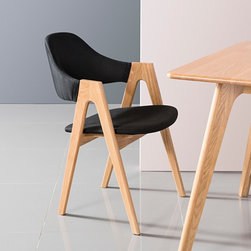 Nestor Solid Oak Dining Chair - Black Fabric - Dining Chairs