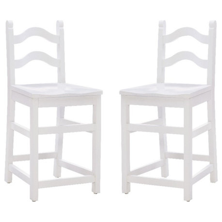 Linon Saco Wood Commercial Grade Set of Two Counter Stools in White