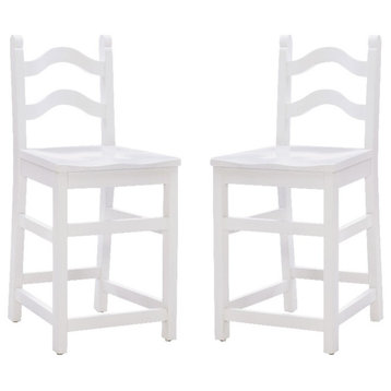 Linon Saco Wood Commercial Grade Set of Two Counter Stools in White
