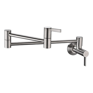 Luxier KTS17-T Single Hole Wall Mount Kitchen Pot Filler, Brushed Nickel