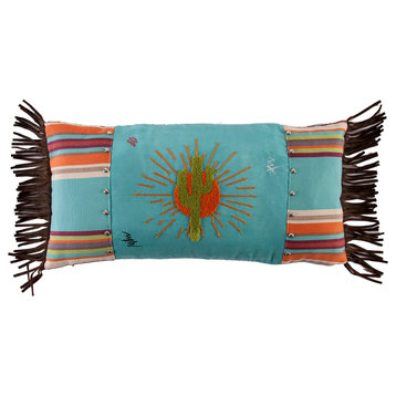 Sunburst Pillow With Embroidery Details, 24"x12"