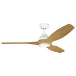 Kichler - Kichler Jace LED 60" Fan, White/Bamboo - This 60in. Jace LED ceiling fan in White offers smooth airflow and ambient light in a style that's updated for today. The curved, sweeping blades add an architectural element to any room: Traditional, modern or somewhere in-between.