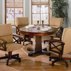 Coaster 100171-Set Oak 5 Pcs 3-in-1 Game Table Set - Dining Sets