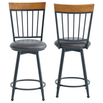Tyler 24" Swivel Bar and Counter Stool With Footrest, Set of 2