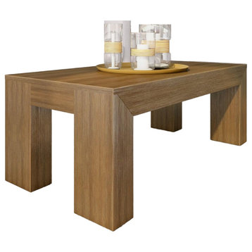 Modern Coffee Table, Pine Frame With Straight Legs & Rectangle Top, Pecan/40"