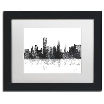 Watson 'Providence RI Skyline BG-1' Art, Black Frame, 11"x14", White Matte