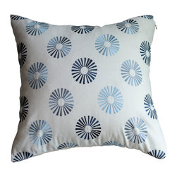 KH Window Fashions, Inc. - Modern Embroidered Dots Pillow, Blues, Without Insert - Decorative Pillows