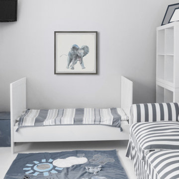 "Playful Elephant" Framed Painting Print