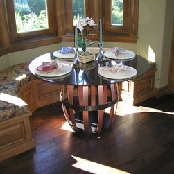 Copper and Glass Barrel Style Table - Dining Tables
