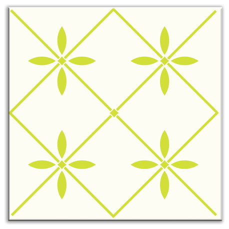 4.25"x4.25" Folksy Love Satin Decorative Tile, Glass Yellow-Green