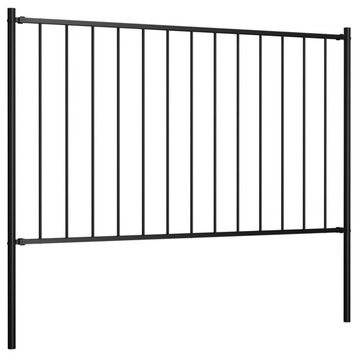 vidaXL Fence Panel Barrier with Posts Powder-coated Steel 5.6'x2.5' Anthracite, Black, 66.9" X 29.5" 1 Pcs