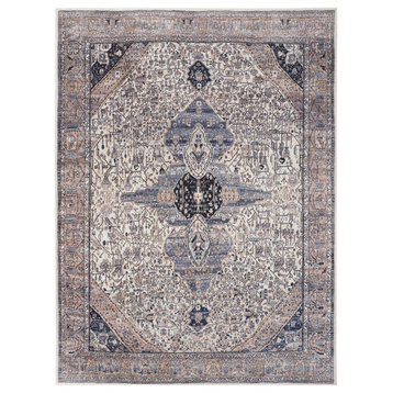 Nourison 7'10" x 9'10" Area Rug In Ivory And Blue Color 099446117557