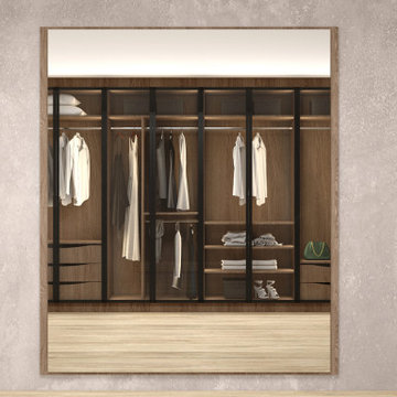 Glass Fitted Hinged Wardrobe in Brown Orlean Oak Finish by Inspired Elements