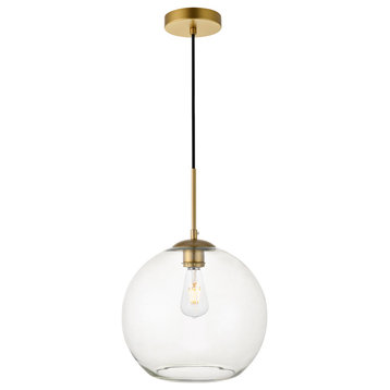 Baxter 1 Light Pendant in Brass And Clear