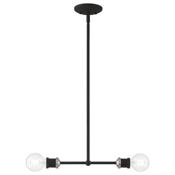 Lansdale 2 Light Island Light, Black with Brushed Nickel Accents