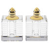 HomeRoots Hand Made Crystal Gold Pair of Salt and Pepper Shakers