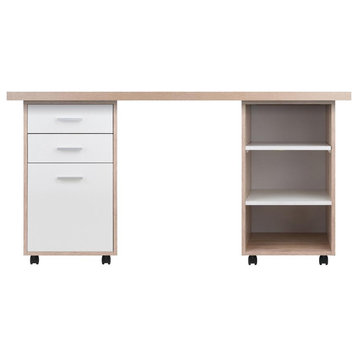 Kenner 3-Pc Modular Desk Set, Reclaimed Wood and White