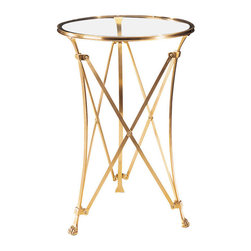 Inviting Home Inc. - Brass Table With Glass Top - Side Tables And End Tables