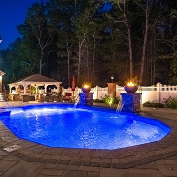 Farmingdale, NJ: Full Backyard Makeover, Pool Renovation, Pavilion Install