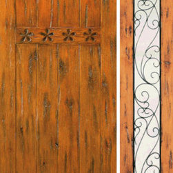 Prehung Door with One Sidelite, Exterior, Knotty Alder Carved - Front Doors