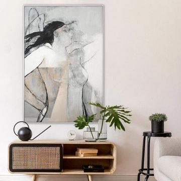 Framed abstract portrait painting handmade wall art "Mechelen"