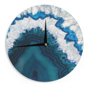 Kess InHouse Famenxt Blue Ocean Aqua Pastel Wall Clock 12-Inch