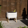 Low Raised Planter, Hardwood Construction With Self Watering Function, Ivory