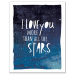 DDCG - I Love You More Than All The Stars 11x14 Canvas Wall Art - The  I Love You More Than All The Stars 11x14 Canvas Wall Art features an cute saying to hang in your kid's room. This canvas helps you add celestial designs your home. Digitally printed on demand with custom-developed inks, this exclusive design displays vibrant colors proven not to fade over extended periods of time. The result is a stunning piece of wall art you will love.