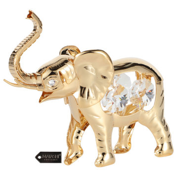 Matashi 24K Gold Plated Crystal Studded Elephant Ornament Christmas Gift