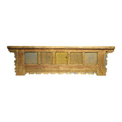 Chinese Vintage Xin Jiang Carving Color Low TV Table Cabinet - Entertainment Centers And Tv Stands