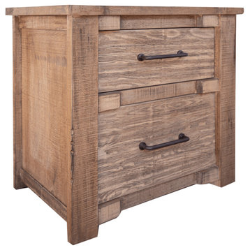 27" Brown Two Drawer Nightstand