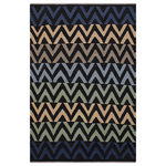 Bareens Designer Rugs - Chic Turkish Kilim Saenz Hand-Woven Wool Rug - 4'6'' x 5'9'' - Elevate the elegance of your home with this stunning hand-woven tribal Kilim wool rug. Meticulously crafted on a loom by the Nomad Turkman people using hand-spun wool and 100% natural vegetable dyes, these rugs are recognized for their repetitive geometric patterns, incorporating naturalistic floral and traditional designs. The contemporary fashion palette results in bold, sharp patterns that are incredibly versatile, as the pattern is the same on both sides. These reversible rugs feature a lighter shade on one side and brighter colors on the other, providing versatility according to preference. These unique rugs are made by knotting short strands of different colors onto the warps and securing them by tightly pressing the wefts. The designs are created by interweaving the various colored wefts and warps. Kilims are known for their exceptional durability and versatility, making them truly unique rugs.  Product Details    Rug Size: 4'6'' x 5'9''  Material: 100% Wool  Style: Kilim, Flat Weave, Dhurrie, Turkish, Southwestern, Rustic, Tribal  Colors: Black, Blue  Weave Type: Hand-Woven, Handmade  Pile Height: Less than 0.25 inch