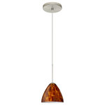 Besa Lighting - Besa Lighting 1XT-177918-SN Mia - One Light Cord Pendant with Flat Canopy - Mia has a classical bell shape that complements aeMia One Light Cord P Satin Nickle Amber C *UL Approved: YES Energy Star Qualified: n/a ADA Certified: n/a  *Number of Lights: Lamp: 1-*Wattage:50w GY6.35 Bi-pin bulb(s) *Bulb Included:Yes *Bulb Type:GY6.35 Bi-pin *Finish Type:Bronze