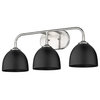 Zoey 3 Light Bath Vanity, Pewter With Black