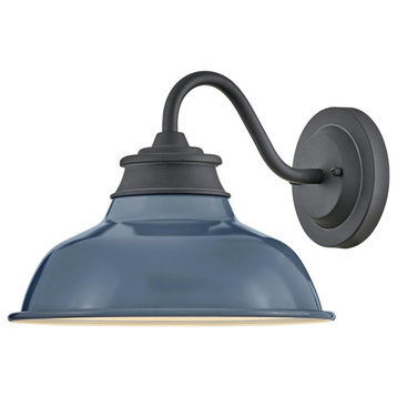Wallace Outdoor Ceiling Light, Museum Black with Denim Blue