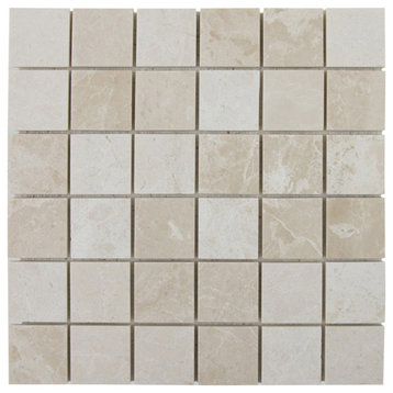 Crema Marfil Beige Marble Mosaic, Polished, 2"x2"x3/8", 120 sqft