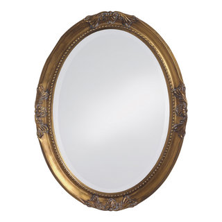 HomeRoots Oval Antique Gold Finish Mirror With Beaded Textured Frame ...