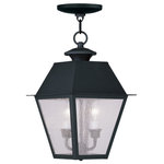 Livex Lighting - Mansfield Outdoor Chain-Hang Light, Black - With stunning seeded glass and a black finish, this outdoor hanging lantern will make an elegant addition to any outdoor space. Formed from solid brass & traditionally-inspired, this downward hanging outdoor hanging lantern is perfect for a driveway, back porch or entry way.